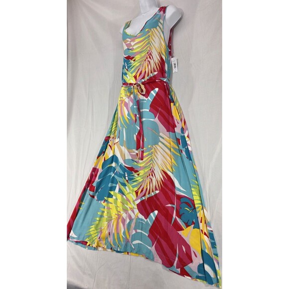 NWT Natori Womens Midi Dress Gauze V-Neck Pockets Tropical Resort Vaca Size S - Picture 4 of 13